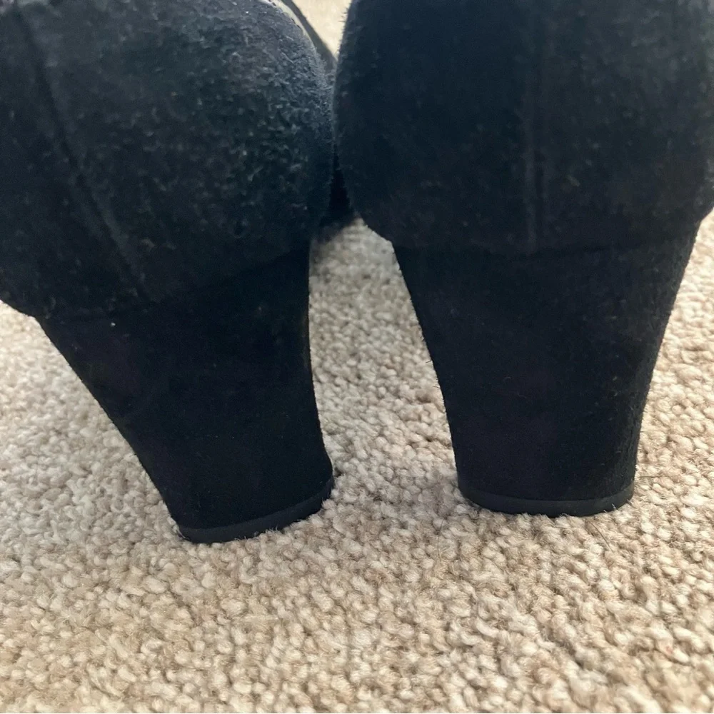 Stuart Weitzman‎ Black Suede Mule Heeled Booties Size 8 1/2M